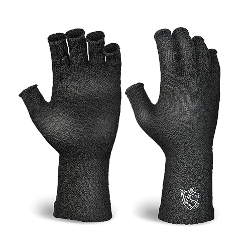 VITAL SALVEO Fingerless Recovery Gloves Stretchy Hands Office Unisex Half Finger Typing Texting Circulation Gloves (Pair)