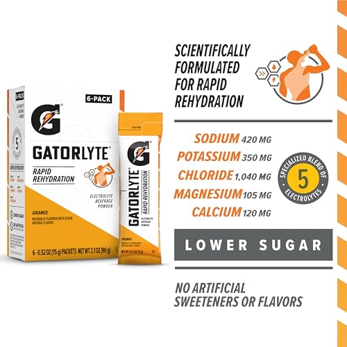 Gatorlyte Rapid Rehydration Electrolyte Beverage, Variety Pack, Lower Sugar, Specialized Blend of 5 Electrolytes, No Artif...
