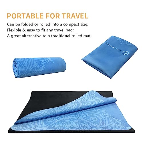 SNAKUGA Travel Yoga Mat, Non Slip Exercise Suede Mat with Carry Bag, All-Purpose Fitness Mat with High Density Anti-Tear S...