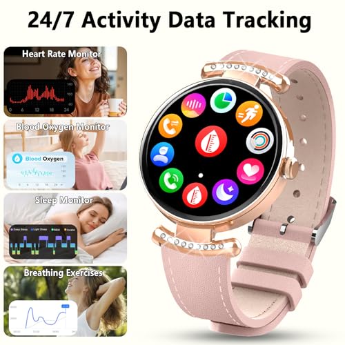 uaue Smart Watches for Women Android iOS, 1.2'' Fitness Trackers with Bluetooth Call (Answer/Make), Smartwatch with Heart ...