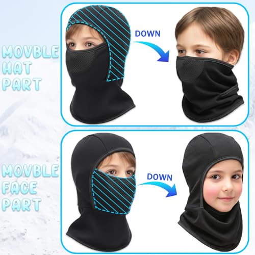Breathable Kids Balaclava Ski Mask for Boys Girls - Windproof Fleece Winter Face Mask Cover for Cold Weather