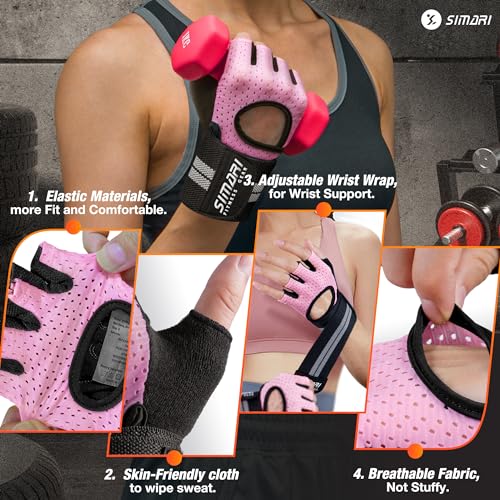SIMARI Breathable Workout Gloves for Men Women, Padded Weight Lifting Gloves with Wrist Wraps Support, Full Palm Protectio...