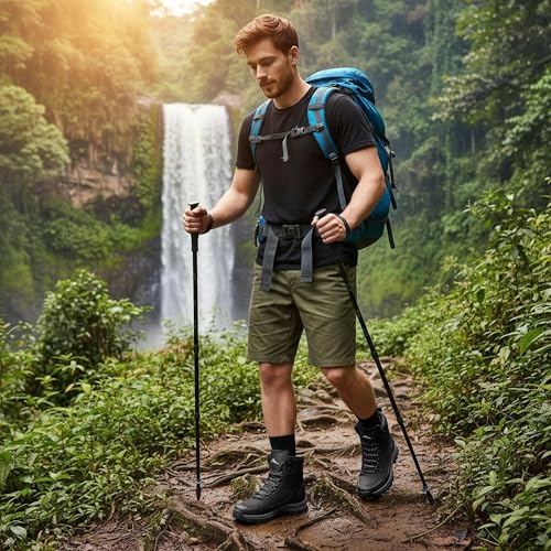 FUDYNMALC Mens Hiking Boots Waterproof: Lightweight Mid Ankle Work Boots Non-Slip Outdoor Shoes for Trekking Walking