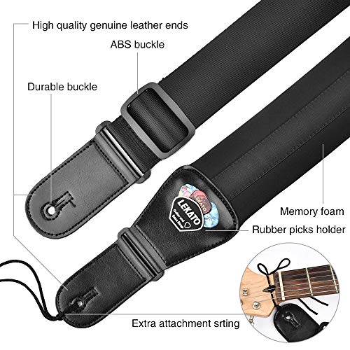 LEKATO Bass Guitar Straps for Electric Guitar & Bass 3" Wide Padded Straps Adjustable Length from 45" to 55" Bass Guitar S...