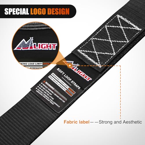 Nilight Soft Loop 1.7”×17" Motorcycle Tie Down Straps Heavy Duty 12000Lbs Max Break Strength for Securing ATV UTV Kayak Mo...