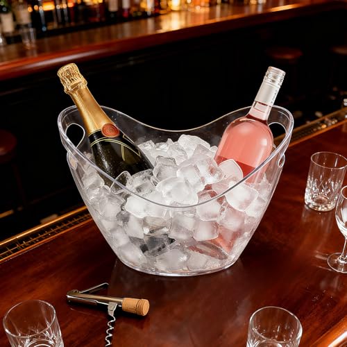 LIQWEI 3 Pcs Ice Bucket, 4 Liter Champagne Wine Bucket with Scoops, Beer Buckets Beverage Bin Clear Acrylic Storage Tub fo...