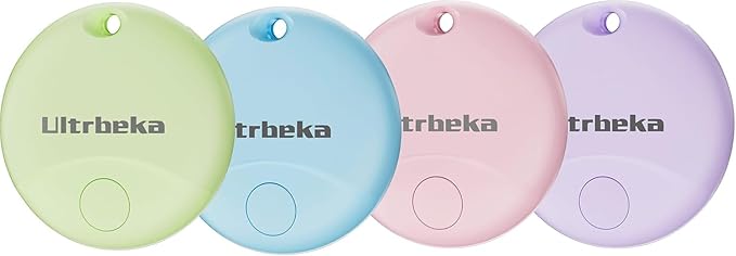 Ultrbeka Tracker 4 Pack Bluetooth Item Finder for iPhone – MFi Certified Smart Tracker Compatible with Apple Find My, Repl...