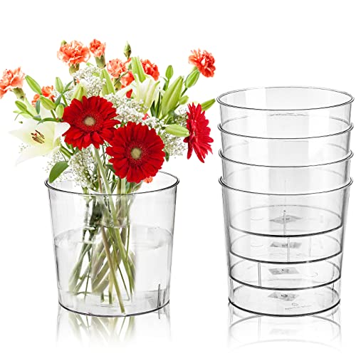 Kingrol 6 Pack Clear Flower Vases, 3 Quart Plastic Ice Buckets for Chilling Beer, Wine, Champagne, Multipurpose Buckets fo...