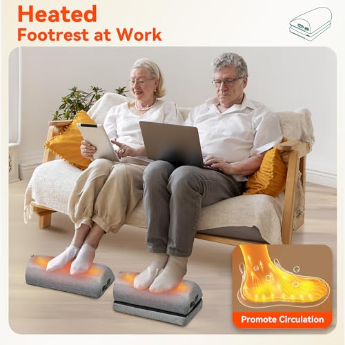 Snailax Heated Foot Rest Under Desk at Work, FSA Eligble Desk Foot Stool with Heat & Vibration Massage, Adjustable Height,...