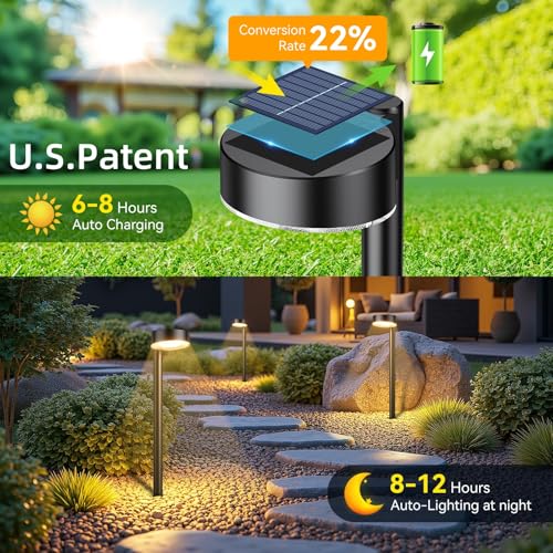Ahaorigin 8 Pack Solar Pathway Lights Outdoor, 12 Brighter LED Solar Lights Outdoor Waterproof, Up to 12 Hrs Modern Path L...
