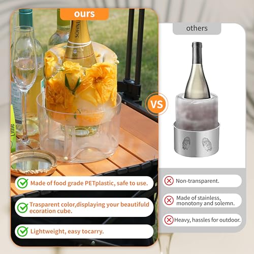 Ice Molds, Ice Bucket, Ice Mold Wine Bottle Chiller, DIY Champagne Cocktails Clear Bucket Freezer Chiller, Any Floral or F...