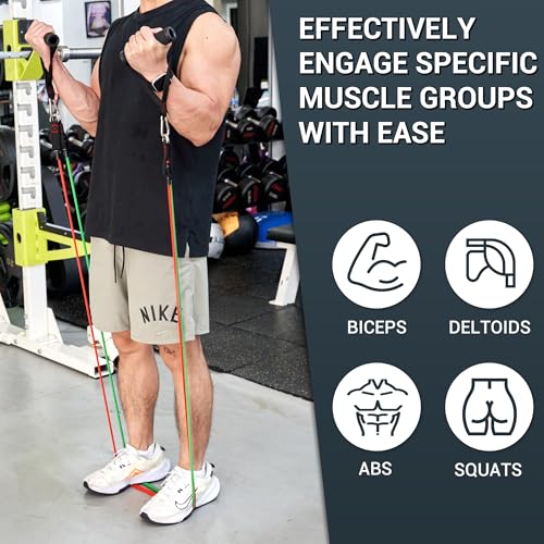 TheFitLife Exercise Resistance Bands with Handles - 5 Fitness Workout Bands Stackable up to 110/150/200/250/300 lbs, Train...