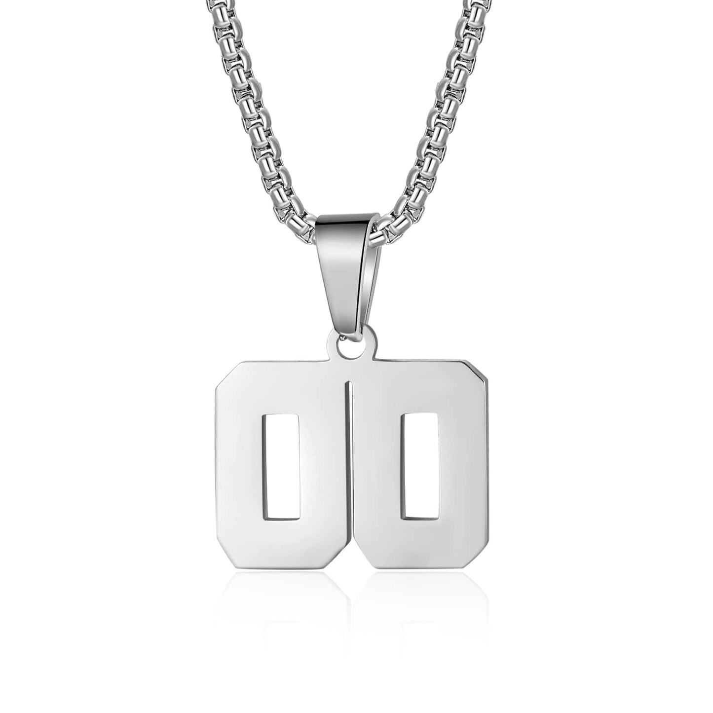 Number Necklaces Personalized Necklaces Silver Initial Number Pendant Stainless Steel Chain Movement Necklaces for Men Women (00