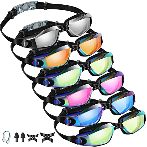 Fabbay 6 Pack Swim Goggles for Adult Anti Fog Swimming Glasses No Leaking Full Protection Pool Goggles for Women Men Youth