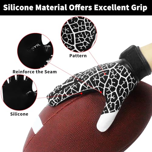 WATSAVPUP Youth Football Gloves Kids Silicone Grip Sports Receiver Gloves with Super Stick Ability for Enhanced Game Exper...