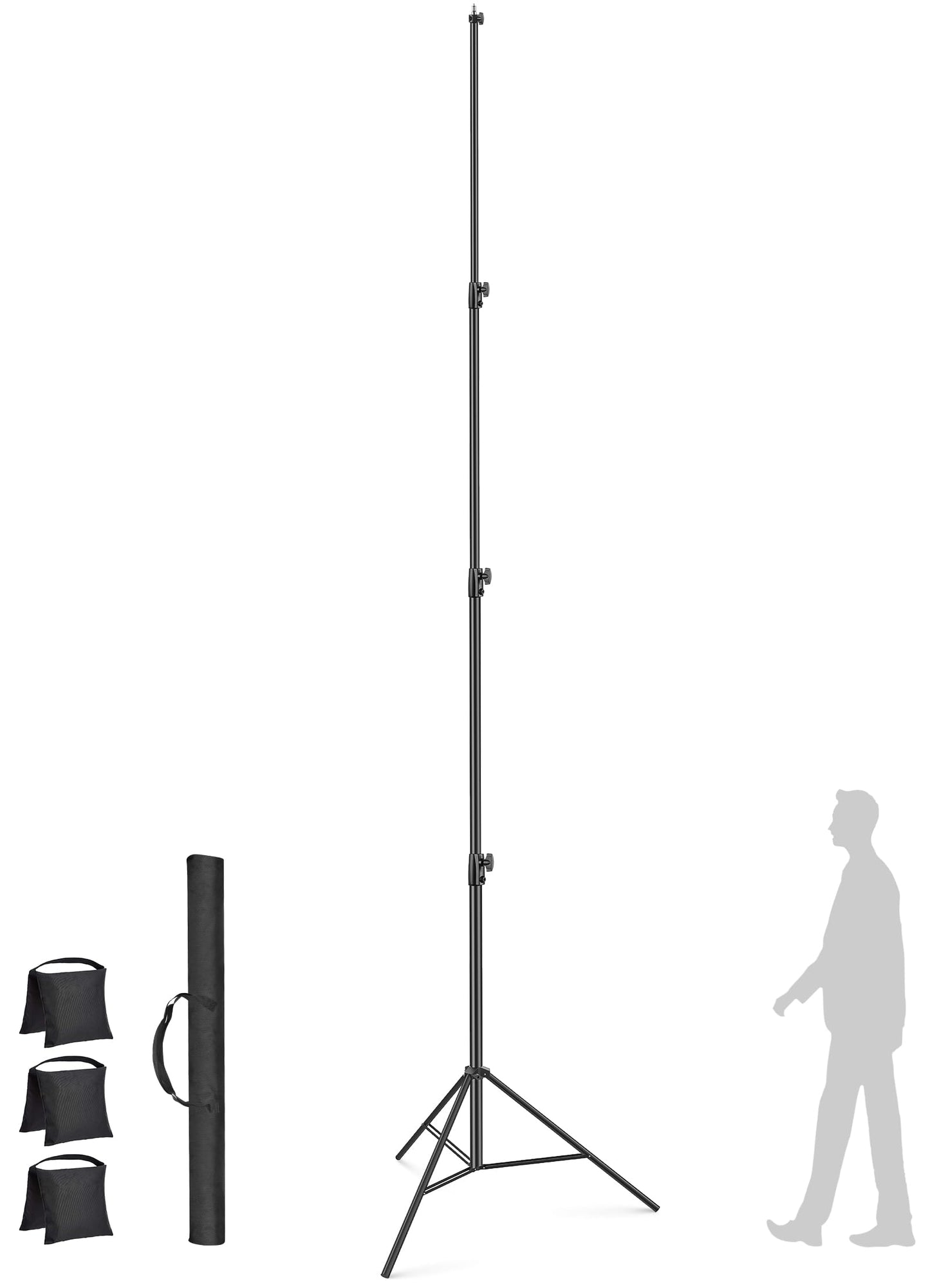 16.4' Heavy Duty Extreme Tall Video Camera Sports Tripod Stand, Sdfghj 16.4ft/500cm Sky High Tripod Light Stand with 1/4"& 3/8" Screw Adapter, Non-Slip Feet Wind Resistant, for Soccer/Basketball Games