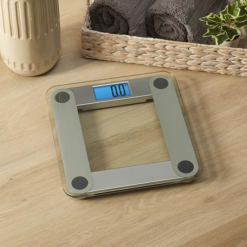 Eat Smart Digital Bathroom Scale with Extra Large Easy to Read Lighted Display, Weight Tracking, Includes Body Tape, Grey ...
