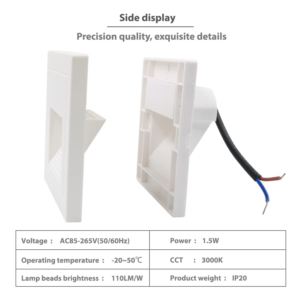 Arotelicht LED Indoor Step Light 4-Pack, Warm White 3000K, Recessed Wall Light, Aluminum, Model RWPW12-4, Not Waterproof