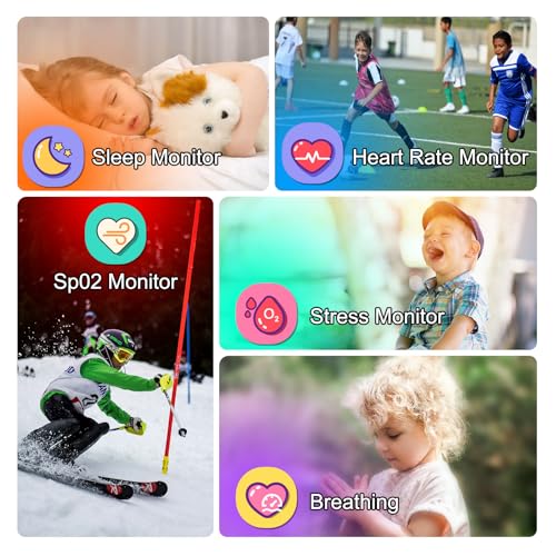 1.85" Kids Watch, AI(Translation/Q&A/Watch Face/Image Recognition)Smartwatches with Heart Rate,Sleep Monitor,Video Music P...