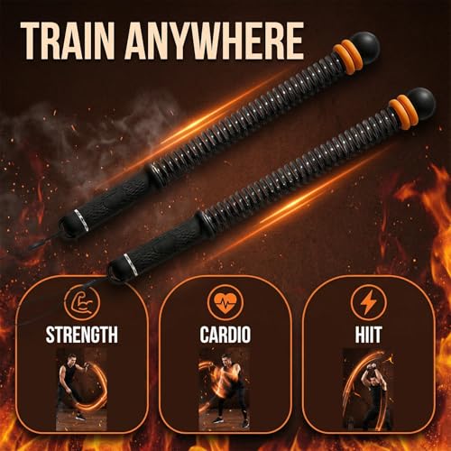Cordless Battle Ropes for Home Gym with Wristband,Upgraded Adjustable Weighted Ropeless Battle Ropes for Working Out,for H...