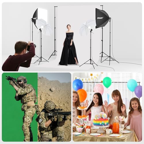 EMART 8.5 x 10 ft Backdrop Support System, Professional Photography Lighting Kit with 10*12ft Backdrop*3, 50W LED Blub, Re...