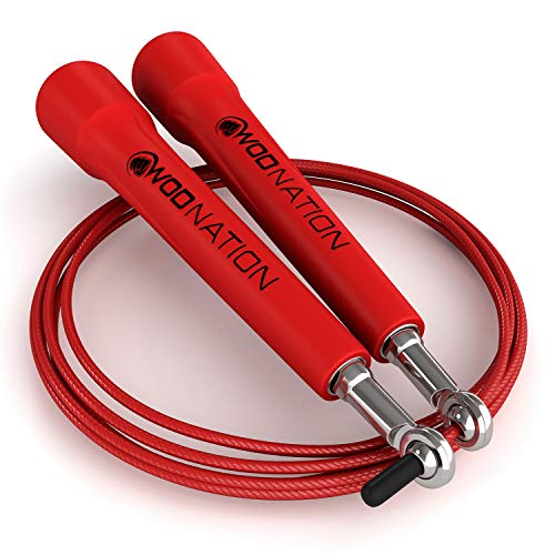 WOD Nation Adjustable Speed Jump Rope For Men, Women & Children - Blazing Fast Fitness Skipping Rope Perfect for Boxing, M...