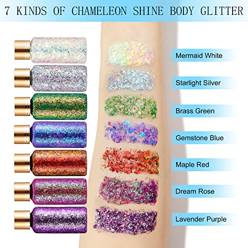 Green Gold Face Body Hair Glitter Gel for St. Patrick's Day Mardi Gras Festival Rave Accessories, Long Lasting Holographic...
