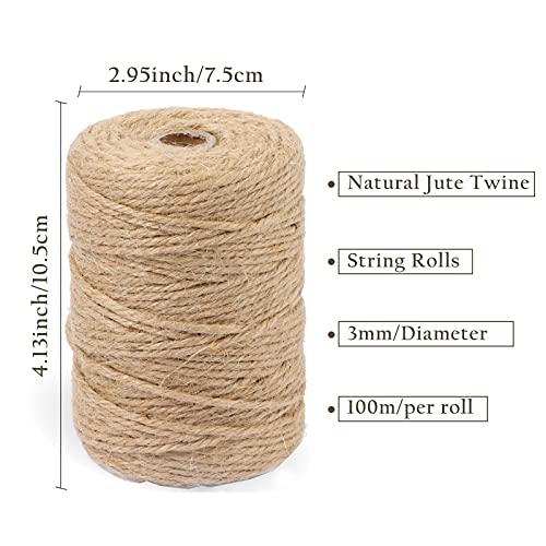 Handyman Crafts Natural Jute Twine Rope (1.5mm/2mm/3mm/6mm) Durable String for Handmde Crafts,Gardening Applications,Home ...