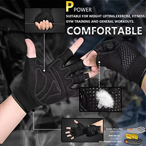MOREOK Workout Gloves Padded Weight Lifting Gloves for Men/Women, [3MM Gel] Fingerless Grip Gym Gloves Fitness Gloves for ...