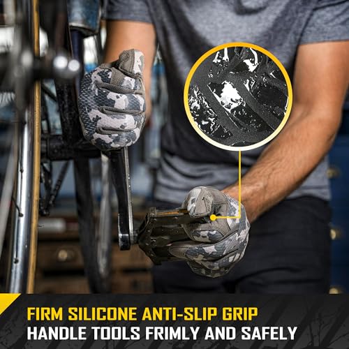 COOLJOB Mechanic Safety Work Gloves, Enhanced Anti-Slip Grip Tactical Gloves, Touchscreen, Breathable, Ultra-Soft, S-XL
