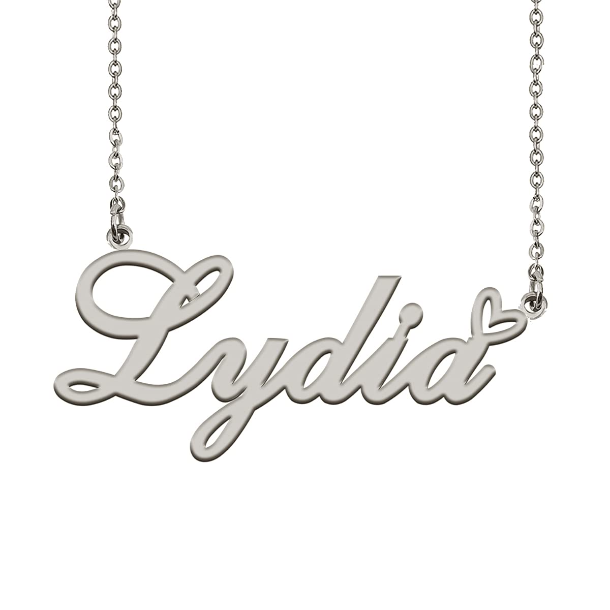 HUAN XUN Initial Name Necklaces Silver for Women Lydia Necklace Heart Pendant Jewelry for Christmas