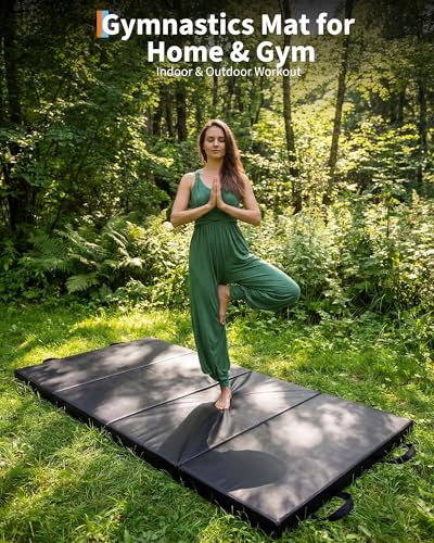 GarveeLife Folding Gymnastics Mat, 6x3Ft/6x2Ft Exercise Mats & Gymnastics Tumbling Mats, Thick Portable Home Gym Floor Pad...