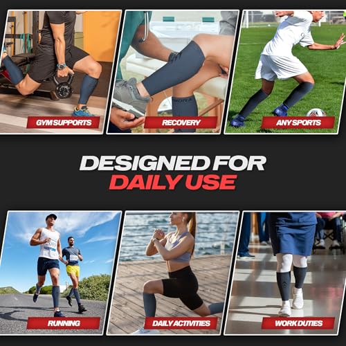 Rymora Calf Compression Sleeves Men Women - Leg Compression Sleeve Footless Socks - Shin Splint Relief Fitness Running