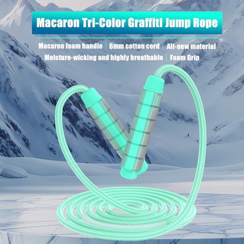 Jump Rope for Women & Men Adjustable Length Cotton Skipping Rope for Adults & Kids Workout Equipment for Weight Loss, Card...