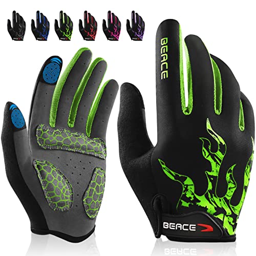 BEACE Cycling Gloves for Men Women - Full Finger Mountain Bike Gloves With Touch Screen and Anti-Slip Silicone Palm - Work...