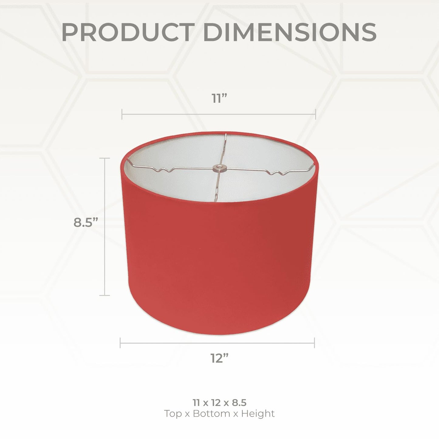 Royal Designs, Inc. Shallow Drum Lamp Shade, Metal, 11 x 12 x 8.5, Model HB-610-12RED-2, Red, 2 Pack