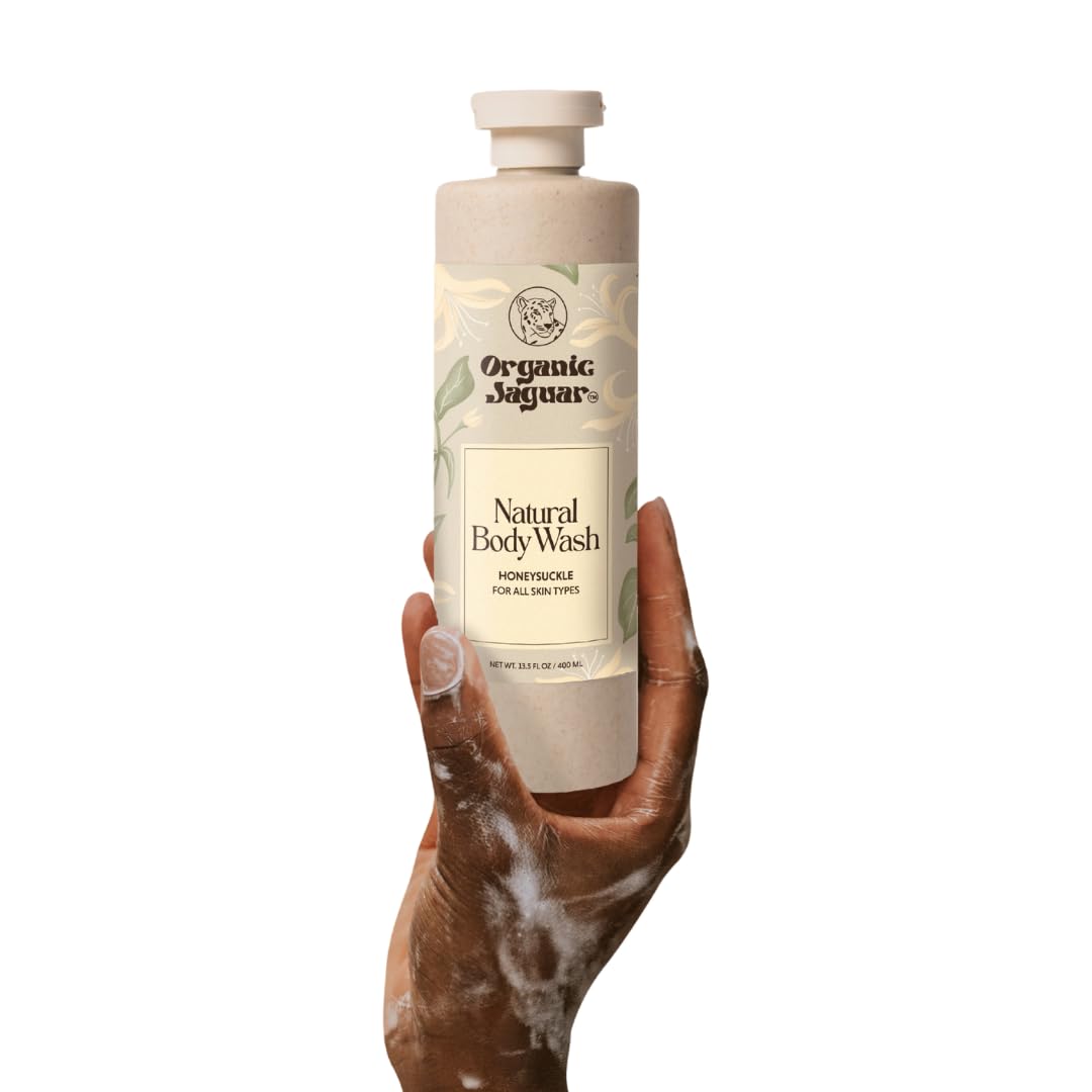 Organic Jaguar Natural Body Wash with Aloe Vera Gel and Honeysuckle, Bath and Shower Soap Cleanser for Body Care, Leaves Skin So
