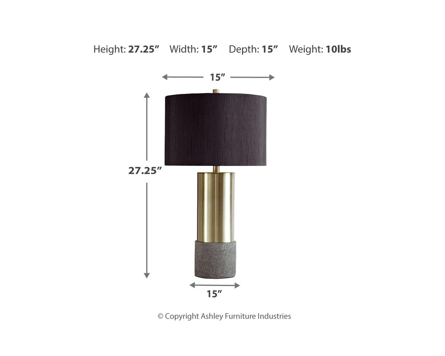 Signature Design By Ashley Jacek Table Lamps Set Of 2 Contemporary Gray/Brass Finish 15W X 15D X 27.25H Goldtone Foil