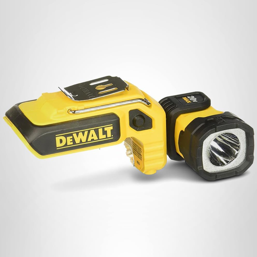 DEWALT 20V MAX LED Work Light Rechargeable, LED Flashlight, Magnetic Flashlight, Freestanding and Clip-On Light, 360 degree pivoting Head, Tool Only (DCL044)
