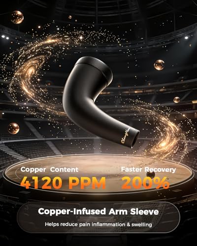 Copper-Infused Compression Arm Sleeves for Men & Women [Stronger Support & Perfect Fit] Ultra Breathable Full Arm Brace fo...