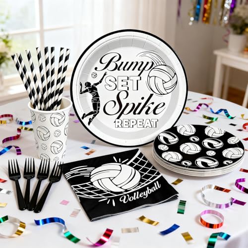 wellspar 205pcs Volleyball Party Decorations-Serves 25, All-in-one Volleyball Birthday Decorations Girl With 300gsm Plate,...