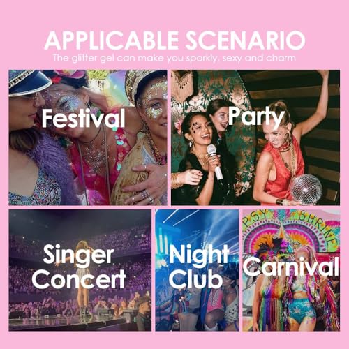 Rainbow Body Glitter Stick,Waterproof Glitter Gel Singer Concert Stage Performance Outfit Hair & Face Body Glitter Makeup ...