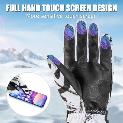 VZVXDW Winter Gloves, Waterproof Thermal Touchscreen Ski Glove, Suit for Ski, Cycling, Hiking, Driving, Typing, Freezer Work