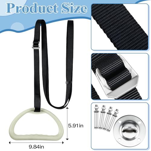 Tandefio 2 Sets Elderly Pull up Bed Trapeze Ceiling Mounted Bar Trapeze Stand Ladder Bed Helper 2 Stainless Steel Fixing P...