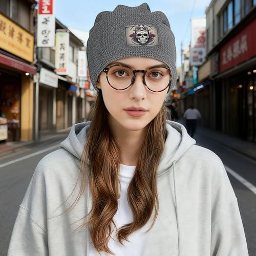 YANYU Skull Yoga Print Lightweight Waffle Pullover Hat Men Women Winter Headwear Outdoor Camping Travel