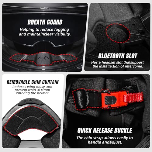 TRIANGLE Motorcycle Helmets Full face Helmet for Adults Men and Women Dual Visor with Internal Sunshield DOT Approved (Mat...
