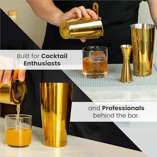 A Bar Above Professional Boston Shakers Set 18 oz Weighted Stainless Steel Cocktail Shaker Set for Bartenders, Premium 304...