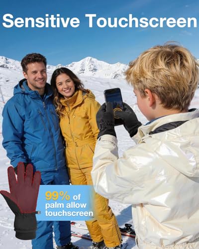 RIGWARL Kids Ski Snow Gloves Waterproof, Kids Winter Gloves for Boys Girls Snowboarding Sledding Ice Skating Snowball Fight