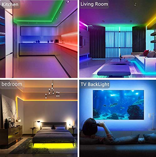 Tenmiro 65.6ft Led Strip Lights, Ultra Long RGB Color Changing LED Light Strips Kit with 44 Keys Ir Remote Led Lights for ...