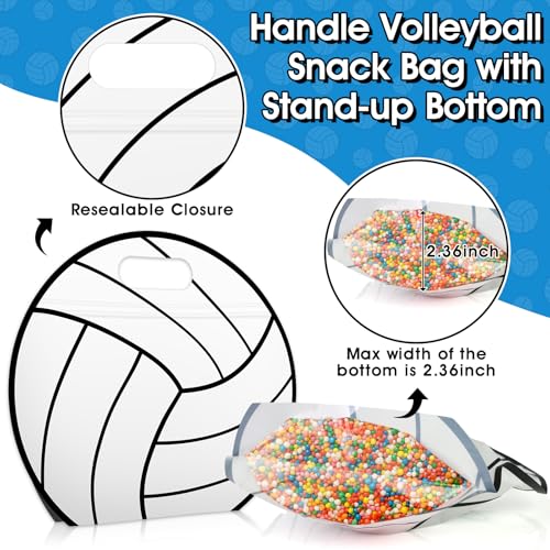 AKAIXI 24pcs Volleyball Gift Bags with Handles Reusable Sealed Snack Bags, Stand-up Bottom Treat Bags for Volleyball Coach...